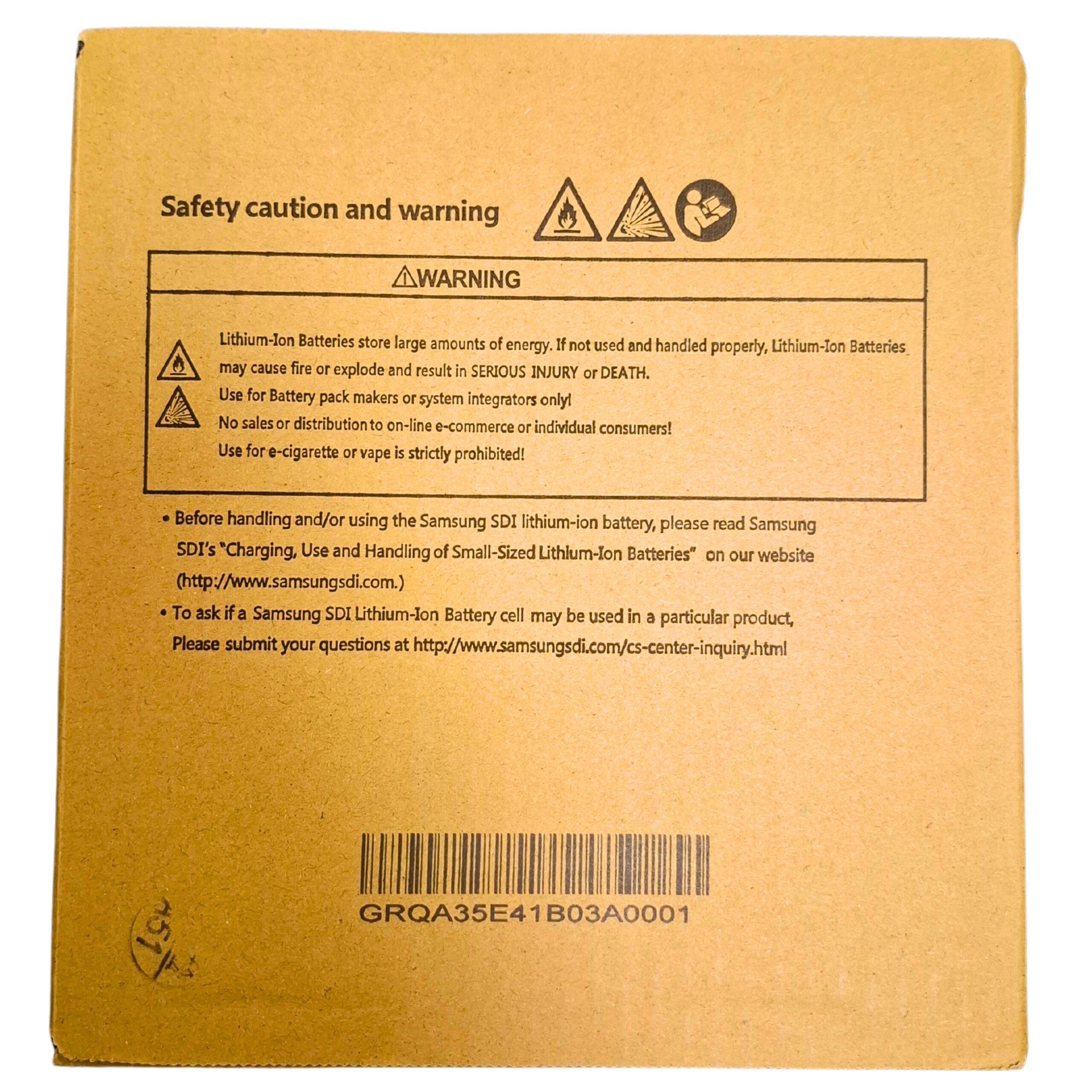 Samsung 18650 35E lithium-ion battery pack for laptops, e-bikes, and tools