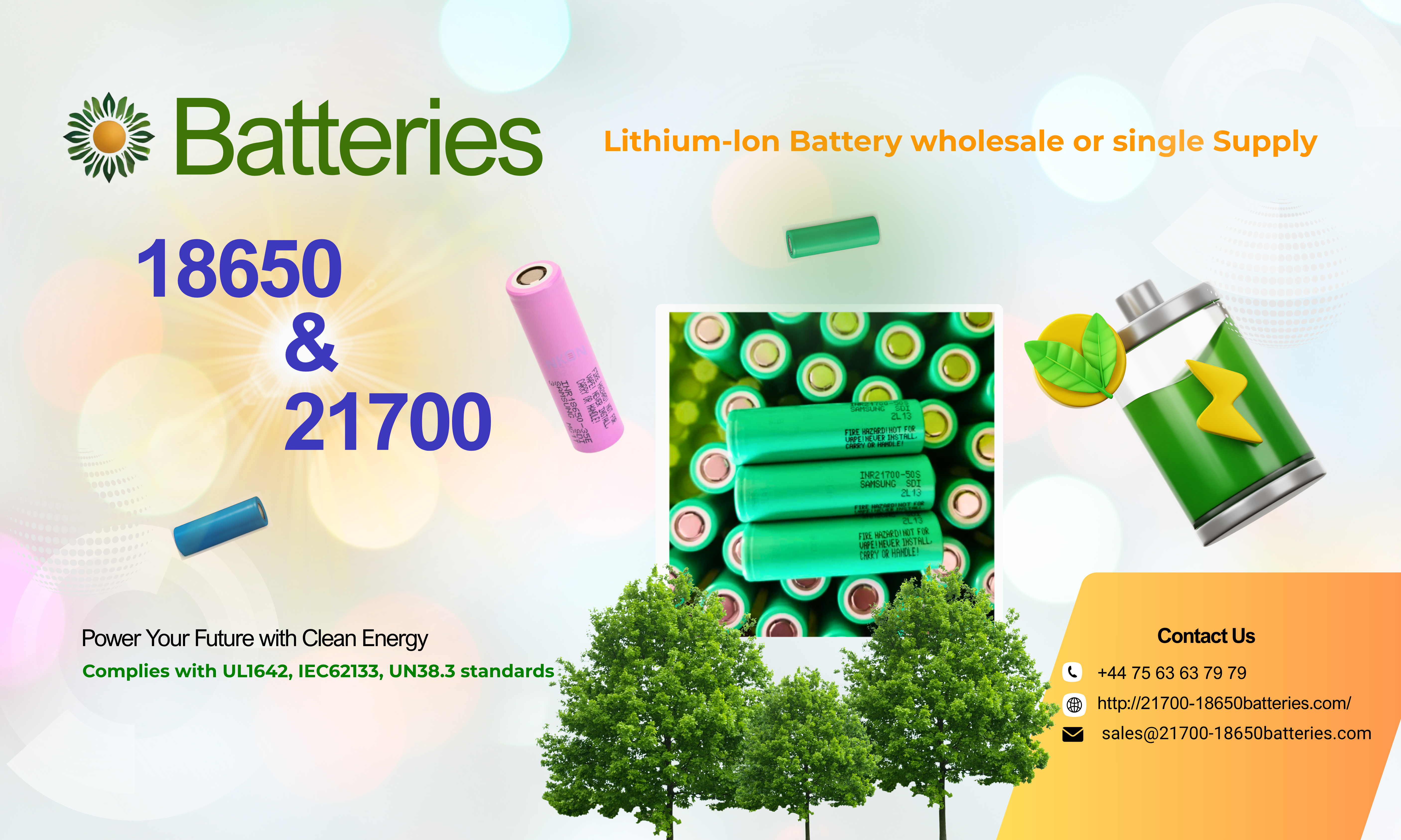 Samsung 21700 and 18650 lithium-ion rechargeable batteries for e-bikes, laptops, power tools, solar storage, and medical devices